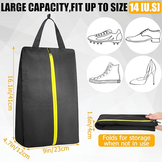 TOBWOLF Cleat Bags For Golf Smell Proof, Waterproof Golf Shoes Bag with Zipper & Handle, Large Capacity Fits Up To Size 14, Suitable as Sport Shoe Storage for Golf, Travel, Soccer, Gym, Running, Men