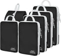 6 Set Compression Packing Cubes, Suitcase Organizer, Lightweight Travel Essentials, Compression Bags For Travel Accessories Luggage Storage Set (6Pcs, Black)