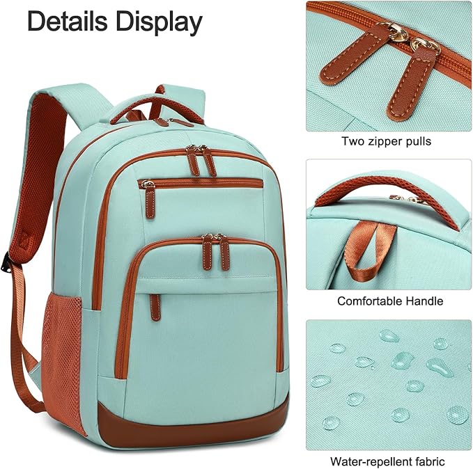 BOVIP Travel Backpack For Men Women,40L Carry On Backpack Flight Approved,TSA Personal Item Travel Bag Fits 17 Inch Laptop,Business Weekender Overnight Daypack Light Green