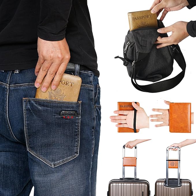 Passport Holder Cover Wallet Travel Essentials RFID Blocking Leather Card Case International Must Haves Travel Accessories for Women Men(101#Black)