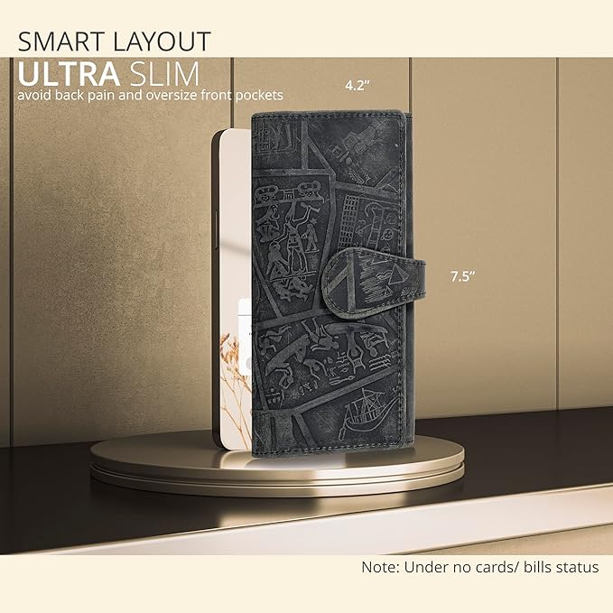 Real Leather Women Wallet Leather with RFID Blocking -Trifold Card Holder Designer Ladies Clutch with ID Window Wallets