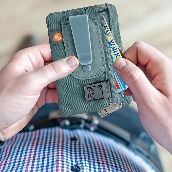 Lewis N. Clark Travel Clip Stash Wallet | RFID-Blocking Technology | Hidden Money Belt Pouch | Card Holder