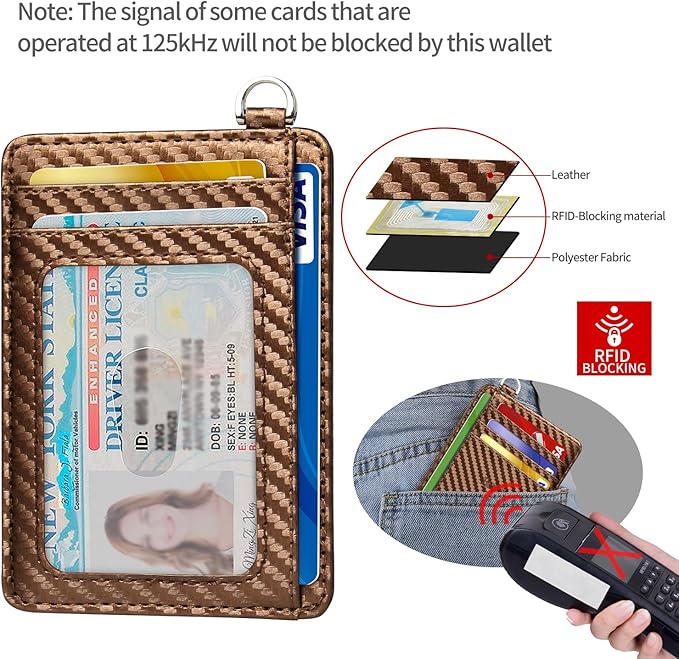EcoVision Slim Minimalist Front Pocket Wallet, RFID Blocking Credit Card Holder Wallet with Detachable D-Shackle for Men Women