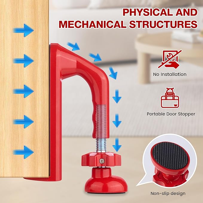 Door Security Jammer, Heavy Duty Adjustable Door Stopper for Home, Hotel, Travel, Anti-Theft Door Blocker for Women Safety, Portable Door Guard for Apartment