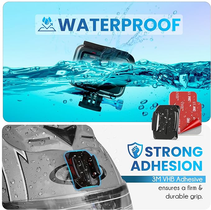 Helmet Mount Adhesive Sticky Pads for GoPro Hero 13 12 11 10 9 8 MAX Go Pro 7 6 5 4 3 2 1 Session Insta 360 DJI Osmo Campark SJCAM AKASO Action Cameras Buckle Mounts Adapter Accessories Mounting Kit