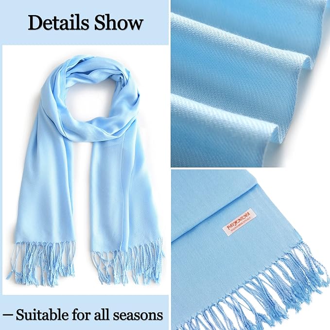 Soft Silky Pashmina Shawl Wraps Solid Colors Scarf for Wedding Evening Dresses