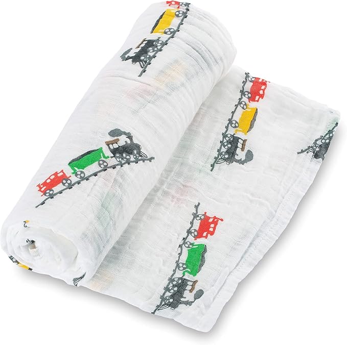 LollyBanks 3 Pack Muslin Swaddle Blanket, 100% Muslin Cotton Soft Swaddle Blankets for Baby Boys, 47 X 47 Inches Cozy Swaddles for Newborns, Baby Essentials, Registry (Trucks Airplanes and Trains)