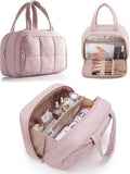 Marscamd Travel Makeup Bag for Women, Puffy Cosmetics & Toiletry Organizer with Leakproof Pockets for Travel-Size Shampoo, Conditioner, Brushes & Essentials - Medium Size, Pink (Bag Only)