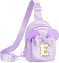 Sling Bag for Girls Kids, Initial Small Crossbody Bags, Birthday Gifts for 2 3 4 5 6 Year Old Girls Kid, Gifts for Little Girl Kids Cross Body Bag Belt Bags for Girl (Purple E)