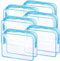 6 Pieces Clear Makeup Bags Bulk TSA Approved Toiletry Bag for Travel PVC Waterproof Clear Cosmetic Pouch with Zipper for Men and Women Carry-on Travel Essentials (Blue)