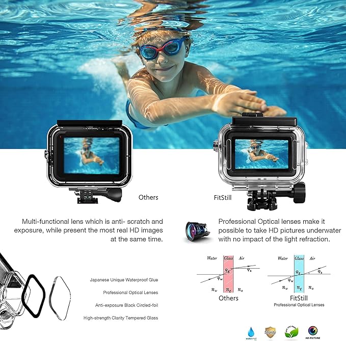 FitStill 60M/196FT Diving Kit for DJI osmo Action 6, Waterproof Housing + Buoyancy Handle for Underwater Shooting DJI Action 6 Protective Accessories
