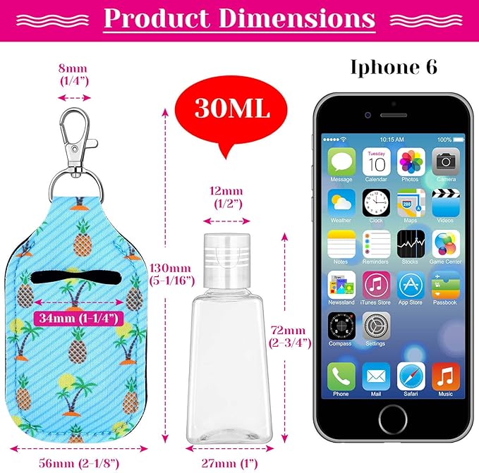 shynek Hand Sanitizer Holders, 40pcs Empty Travel Size Bottle and Keychain Holders Set Include 20pcs Flip Cap Reusable Bottles, 20pcs Reusable Bottles Keychain Carriers for Hand Sanitizer
