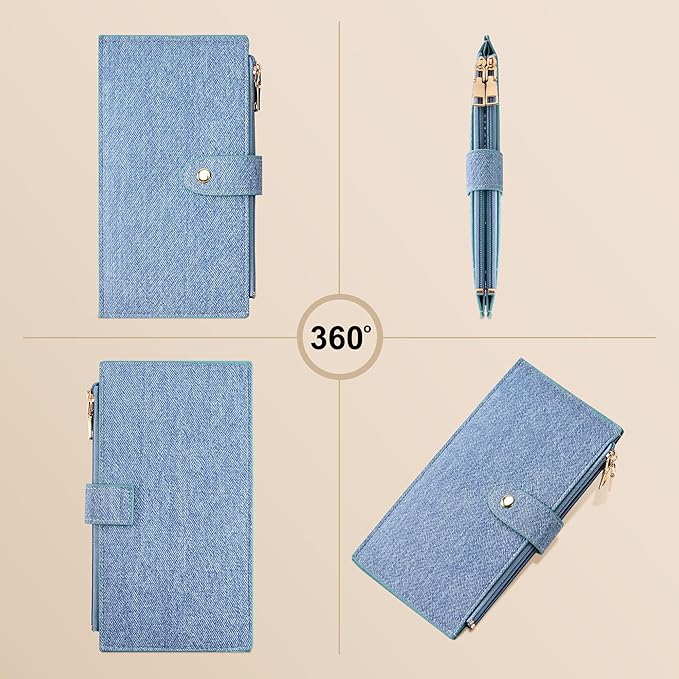 Travelambo Leather Wallets for Women Slim RFID Blocking Bifold Credit Card Holder Wallet