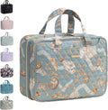 Everfun Hanging Toiletry Bag for Travel, 12x9x4.5 inch Large Capacity Cosmetic Organizer with Leakproof Wet/Dry Compartment, Waterproof Dopp Kit Toiletries Bag for Women Muted Green