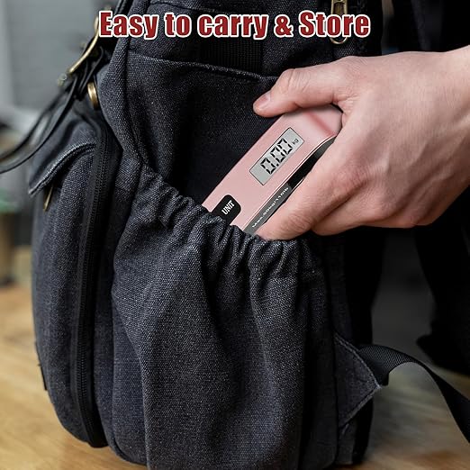 Luggage Scale, Portable Luggage Weight Scale with 2 Luggage Tags, LCD Weight Display and 4 Unit Switching Functions, 110lb Luggage Scale Travel Digital for Luggage, Travel,Backpacks, Handbags(Pink)