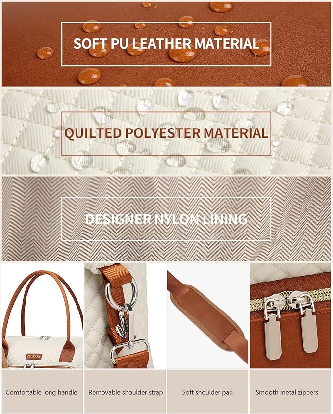 Large Women Travel Duffle Bag, Weekender Bag Overnight Bag with Shoe Compartment, Carry on Bag with Crossbody Purse for Over Night, Weekend, Yoga, Gym, Business Trips, Hospital, Beige Brown