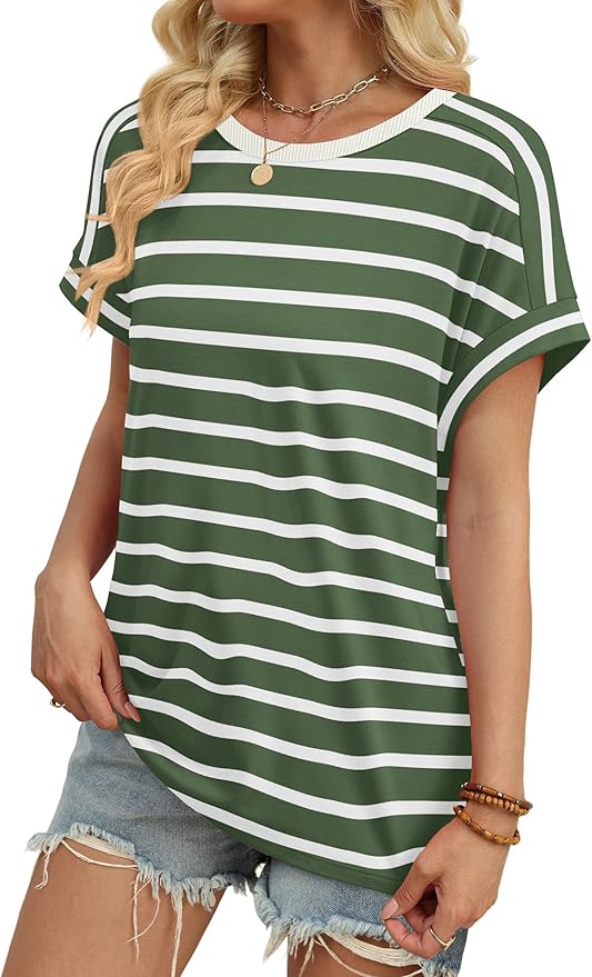 WIHOLL Womens Tops Short Sleeve Shirts Summer Outfits 2026 Spring Dressy Casual Clothes Clothing