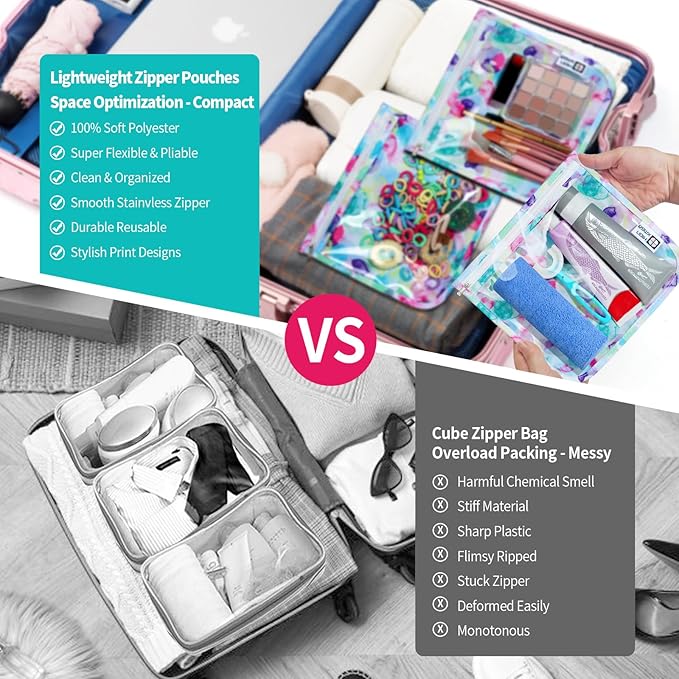 HIONXMGA TSA Approved Toiletry Bag, Set of 3 Clear Travel Toiletry Bag Quart Size Zipper Travel Pouch, Waterproof Makeup Cosmetic Bag for Women Men Kids Toiletries Carry on, Watercolor Large
