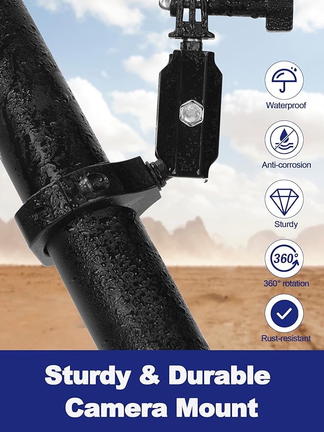 UTV Camera Mount for 1.75"-2" Roll Cage Mount - Compatible with GoPro, Mevo Start & More - Easy to Install Action Camera Accessories on Polaris RZR, Can Am - Durable Alu Alloy Made & 360° Rotation