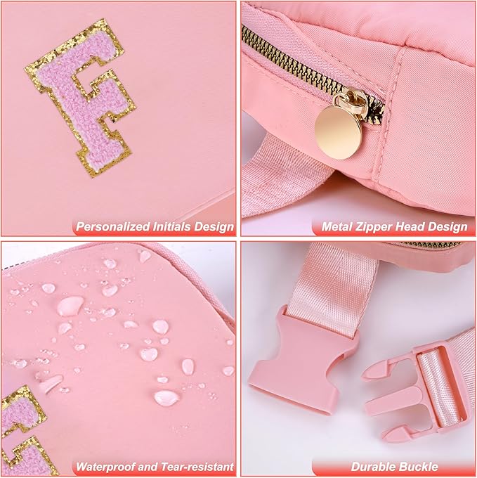 Uygafly Personalized Belt Bag for Women Girls - Fashion Mini Waist Packs with Adjustable Strap - Trendy Travel Fanny Pack Crossbody Bags with Initial Letter - Teen Gifts | Peach,F