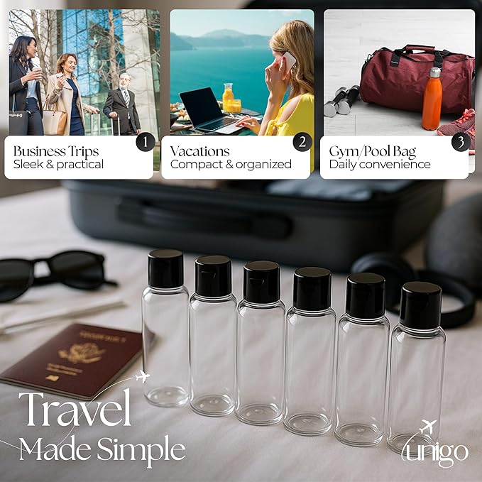 Travel Bottles Set for Toiletries - Leakproof Refillable Travel Size Containers, TSA Approved Bottles with Labels for Carry-On Travel (100ml)