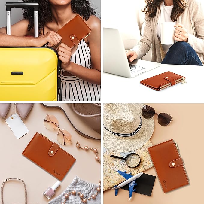 Travelambo Leather Wallets for Women Slim RFID Blocking Bifold Credit Card Holder Wallet