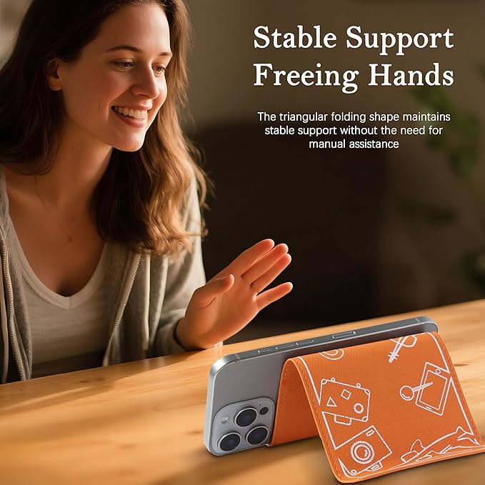Adjustable Angle Phone Stand Tablet Holder, Sturdy Universal for All Smartphones - Foldable Portable for Desk, Travel, Home, Kitchen, Bed, Treadmill, Airplane, Orange