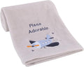 Little Love by NoJo Soar High Little One Gray and Light Blue Airplane Super Soft Baby Blanket
