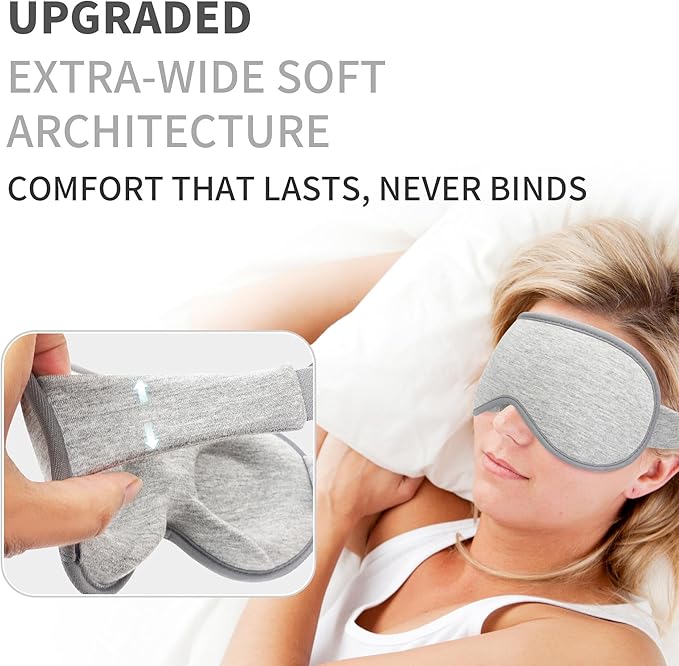 3D Sleep Mask for Men Women 2 Pack, Blackout Eye Mask for Sleeping Eye Mask for Side Sleeper, Memory Foam Adjustable&Washable, Airplane Travel Essentials Couples Yoga Meditation Office Black & Gray