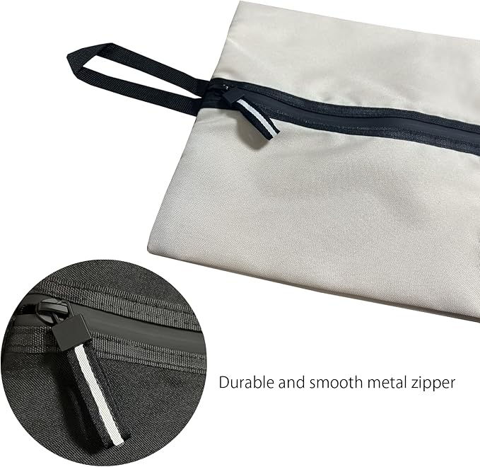 Shoe Bag for Travel, Waterproof Extra Large Shoe Storage Organizer with Handle, Multi-Functional Odor-Resistant Shoe Pouch for Gym, Soccer, Golf, Tennis Soccer Cleats Bag 16.5 x 9.8 Inches (Off white)