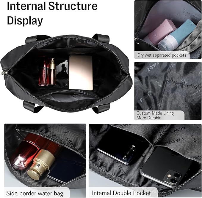 ZGWJ Travel Tote Bags, Expandable Overnight Weekender Bag for Women Foldable Carry-On | Expandable, Overnight, Foldable, Carry-On