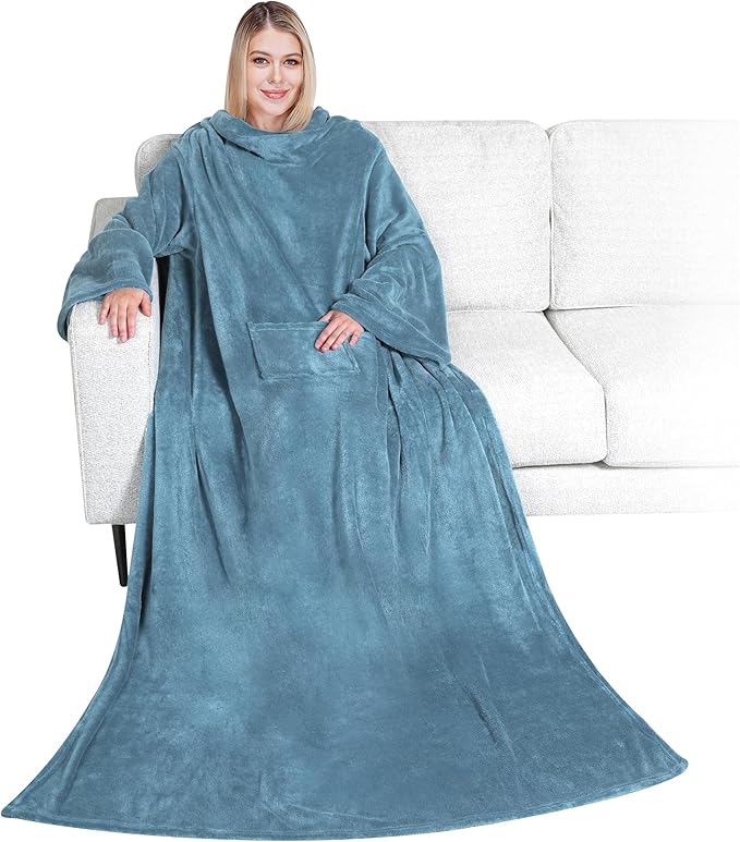 PAVILIA Wearable Blanket with Sleeves for Adult Women Men, Cozy Fleece Warm Wrap Throw with Arms, Gifts for Christmas, Wife