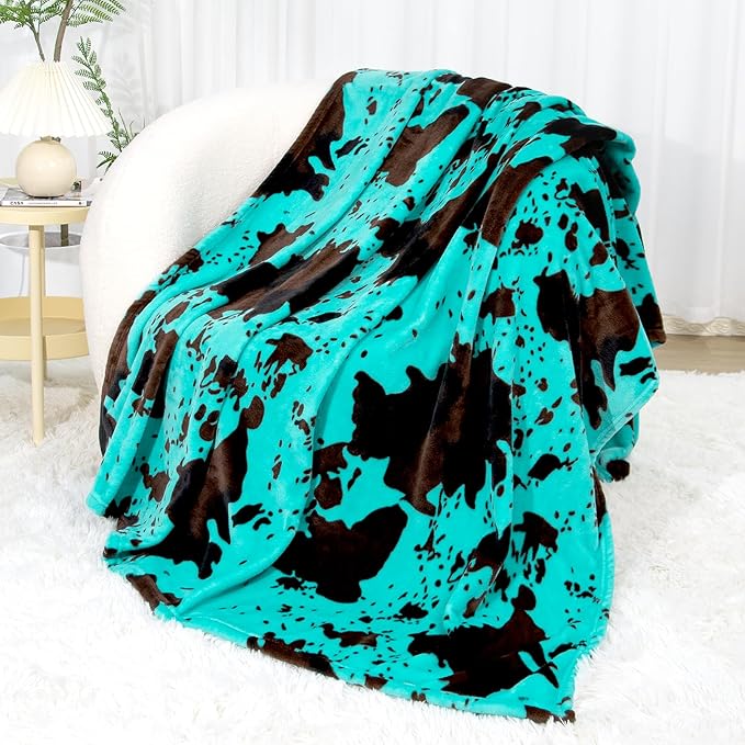 Teal Throw Blanket for Couch, Teal Gifts for Women Men Teens, Turquoise Fleece Throw Blanket for Bed Travel Camping, Soft, Warm, Fuzzy 50x60 inches