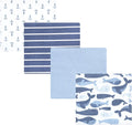 Hudson Baby Unisex Baby Cotton Flannel Receiving Blankets 4-Pack, Cute Whales, One Size