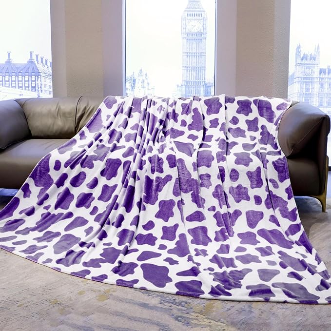 Purple Fleece Blanket Queen/Full Size, Extra Large Cozy Soft Lavender Bed Throw Blankets for Bedroom Livingroom 90x90inch