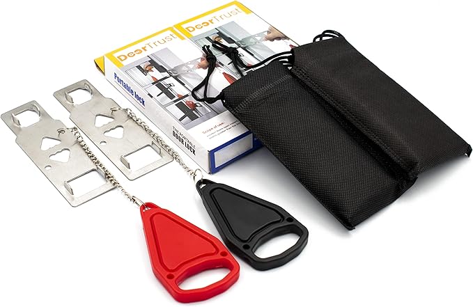 Portable Door Lock for Added Security & Safety. Ideal for Privacy & Protection at Home, Bedroom, School Dorm Room and Hotel. Essential to Travelers, Homeowners & Renters - 2 Pack