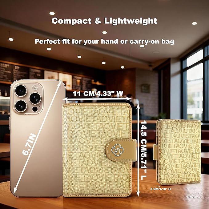 Passport Holder for Travel, RFID Blocking Leather Airtag Wallet for Women Men, Large Passport Cover Essentials Gift, Tickets, Cash, Photo, Sim Card Pen Slot, Apricot