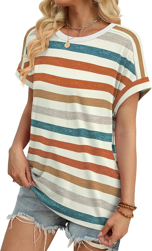 WIHOLL Womens Tops Short Sleeve Shirts Summer Outfits 2026 Spring Dressy Casual Clothes Clothing