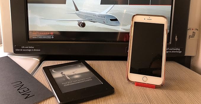 The SkyClip Airplane Cell Phone Back of Seat Inflight Tray Table Clip and Sturdy Phone Stand, Compatible with iPhone, Android, Tablets, and Readers, Travel Must Have (Logo - 2 Pack)