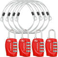 Lumintrail TSA Approved Locks, 4 Digit Combination Luggage Locks TSA Approved, Travel Locks for Luggage & Suitcase with 4-FT Steel Cable, Red, 4 Pack
