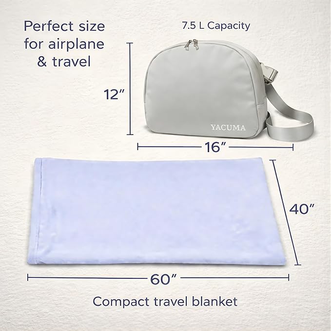 Travel Blanket Airplane – Ultra Soft Flannel 40”x60”, Compact & Lightweight with Organizer Bag, Cozy Travel Blanket for Flights, Road Trips, and Home Comfort