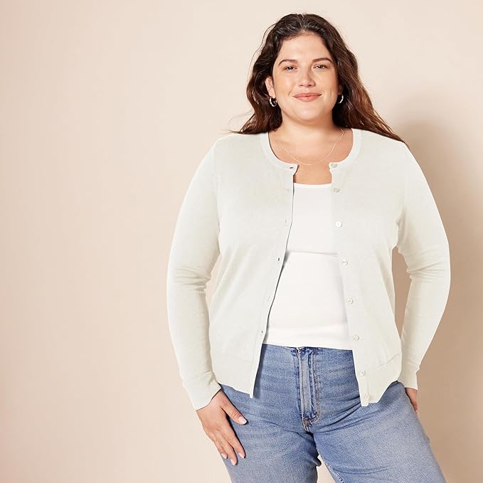 Amazon Essentials Women's Lightweight Crewneck Cardigan Sweater (Available in Plus Size)