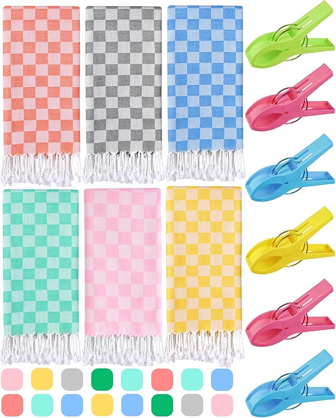 Antfuny 6 Packs Turkish Beach Towel Blanket Bath Pool Towels Bulk Travel Sand Free Quick Dry Extra Large Oversized Cute Big Cotton Soft Lightweight Compact Proof Men Women Adult Long Aesthetic Cloud