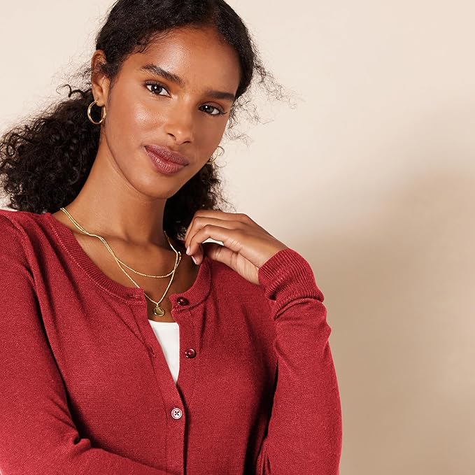 Amazon Essentials Women's Lightweight Crewneck Cardigan Sweater (Available in Plus Size)