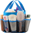 Lifewit Mesh Shower Caddy Portable for College Dorm Room Essentials with 7 Pockets, Freestanding Hanging Organizer Basket, Quick Dry Tote Bag for Camping, Bathroom, Beach, Travel, 1 Pack, Blue