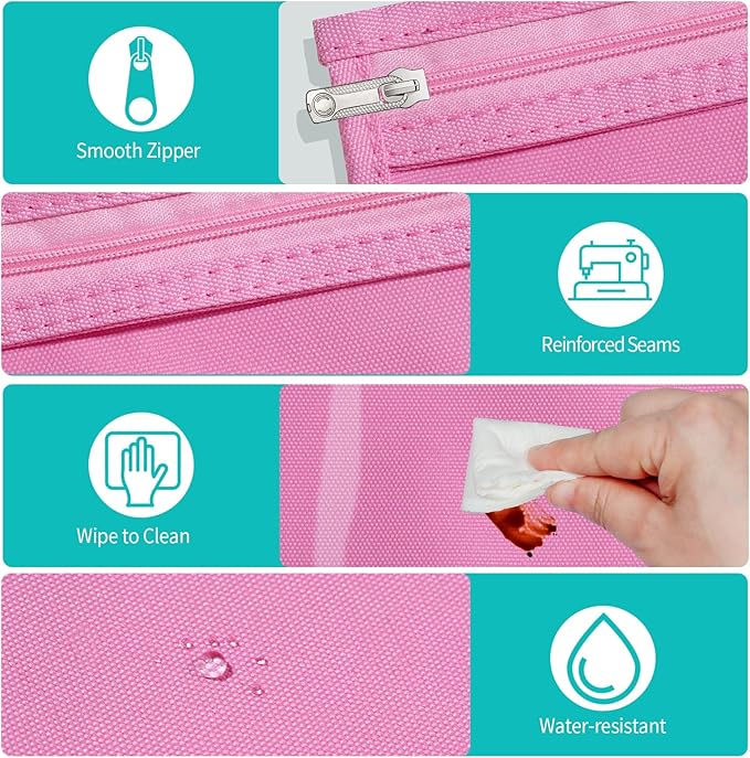 HIONXMGA TSA Approved Toiletry Bag, Set of 3 Clear Travel Toiletry Bag Quart Size Zipper Travel Pouch, Waterproof Makeup Cosmetic Bag for Women Men Kids Toiletries Carry on, Pink Large