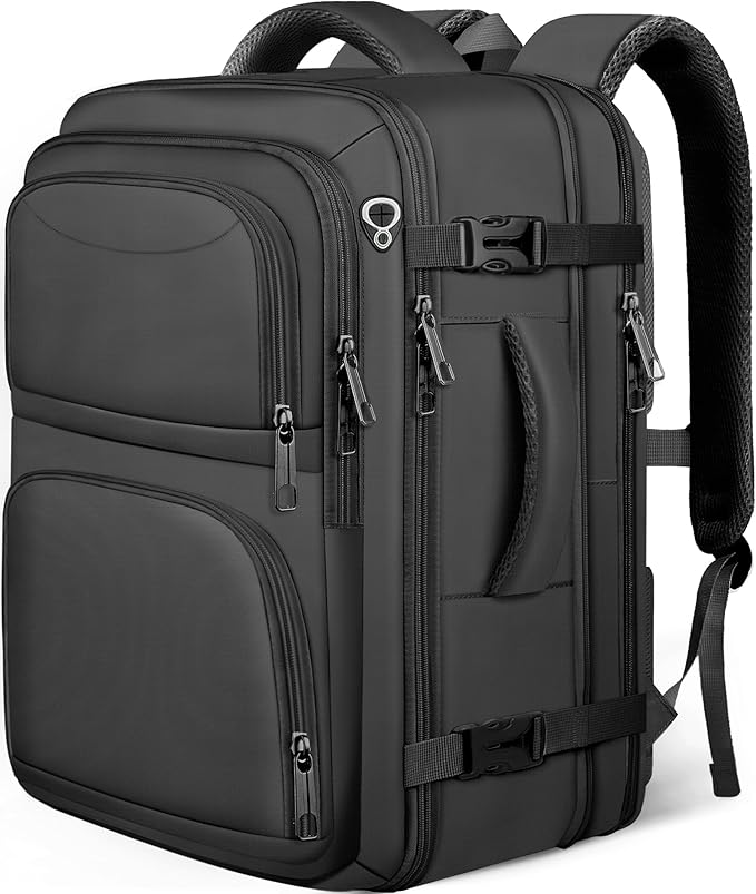 Travel Backpack, Expandable Carry on Backpack for Men, TSA 17.3 inch Laptop Bag Flight Approved, Lightweight Business Luggage Bag, Travel Gifts for Men Women, Black