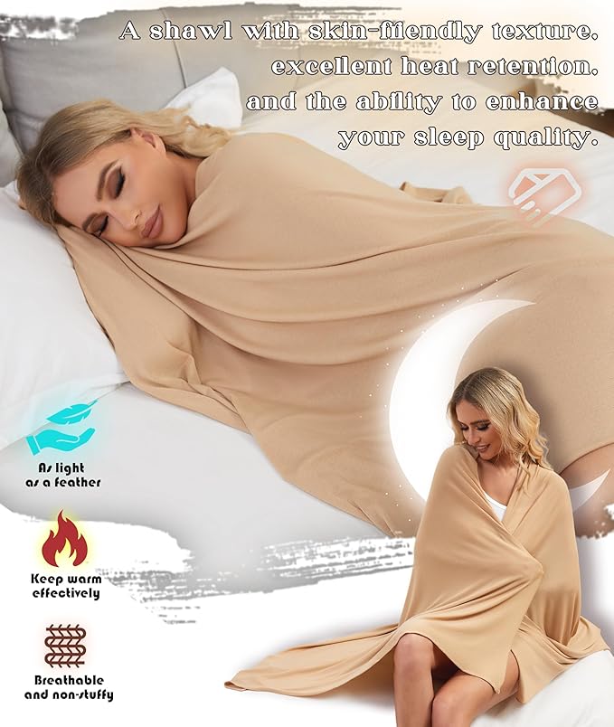 Tencel Cashmere Shawl Wraps for Women,Pashmina Stole Airplane Travel Wool Scarf Blanket Wrap Lightweight UPF 50+