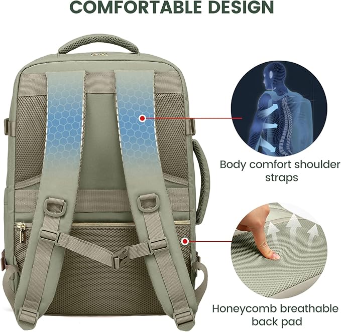 LOVEVOOK Travel Backpack For Women,50L Carry On Backpack Flight Approved,TSA Personal Item Travel Bag Fits 18 Inch Laptop,Business Weekender Overnight Daypack with Toiletry Bag and Cubes