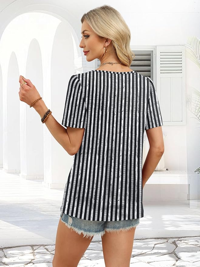 WIHOLL Womens Summer Tops Short Sleeve Shirts Square Neck Spring Outfits 2026 Fashion Clothing Blouses